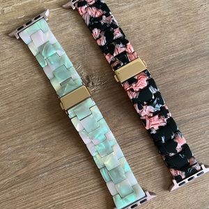 Green Black and Pink Resin Apple Watch Bands 45mm
